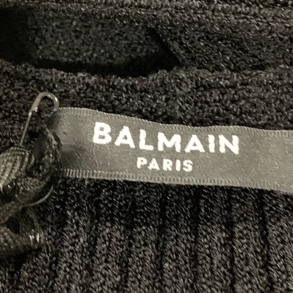 Balmain Plunging Long-Sleeve Rib Knit Mini Dress Size 44 - Picture 13 of 16